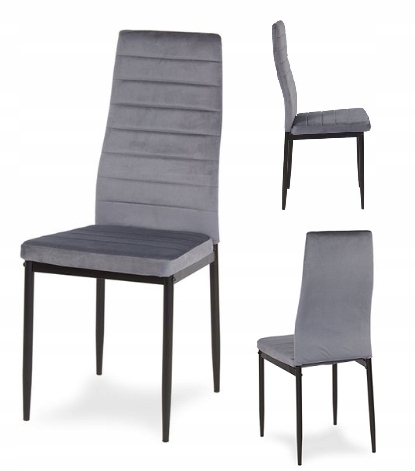 ModernHome LR-1494 Sada 4 ks jedálenských stoličiek Velvet, sivá