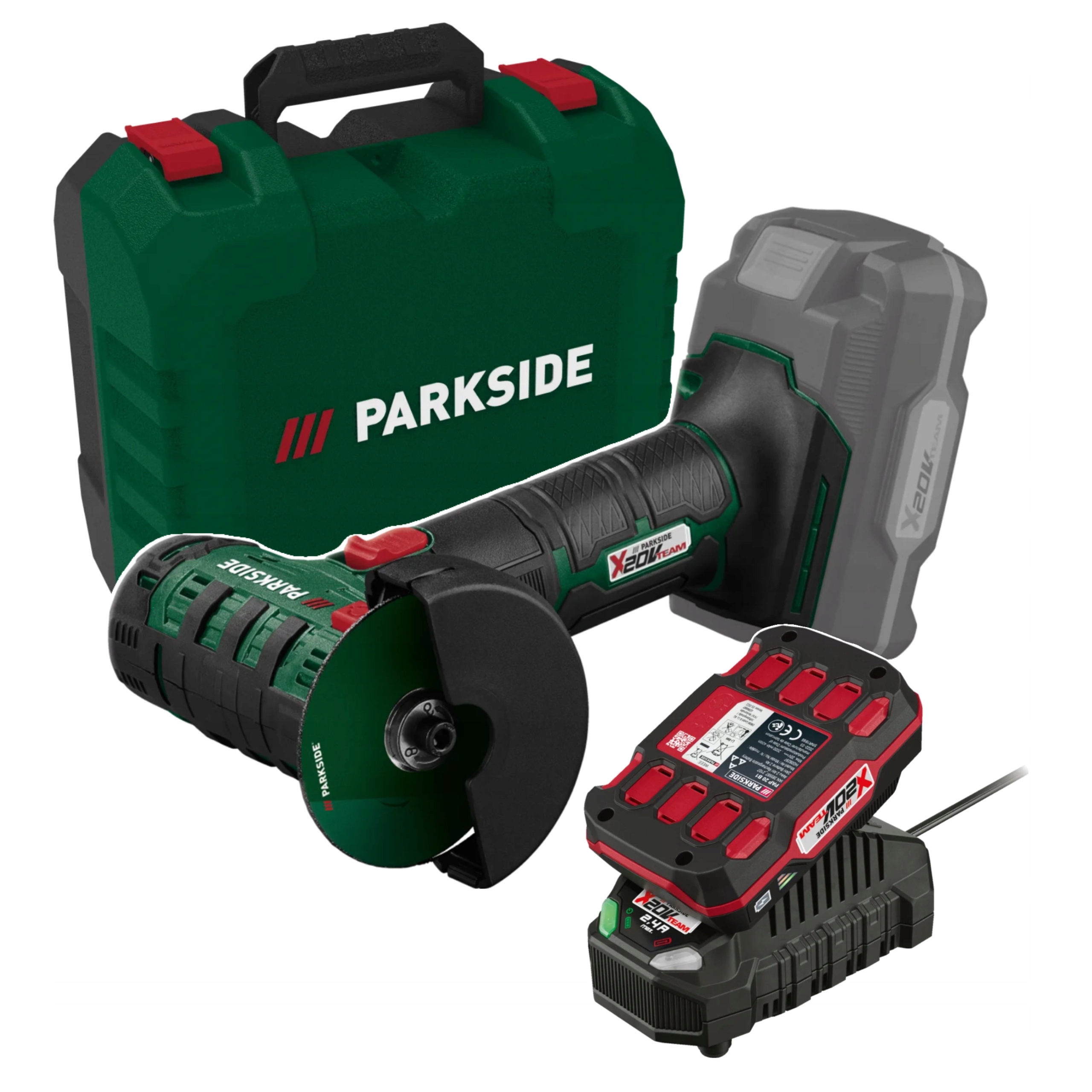 Акумуляторна кутова шліфувальна машина PARKSIDE PWSAM 20-Li C2 + акумулятор та зарядний пристрій