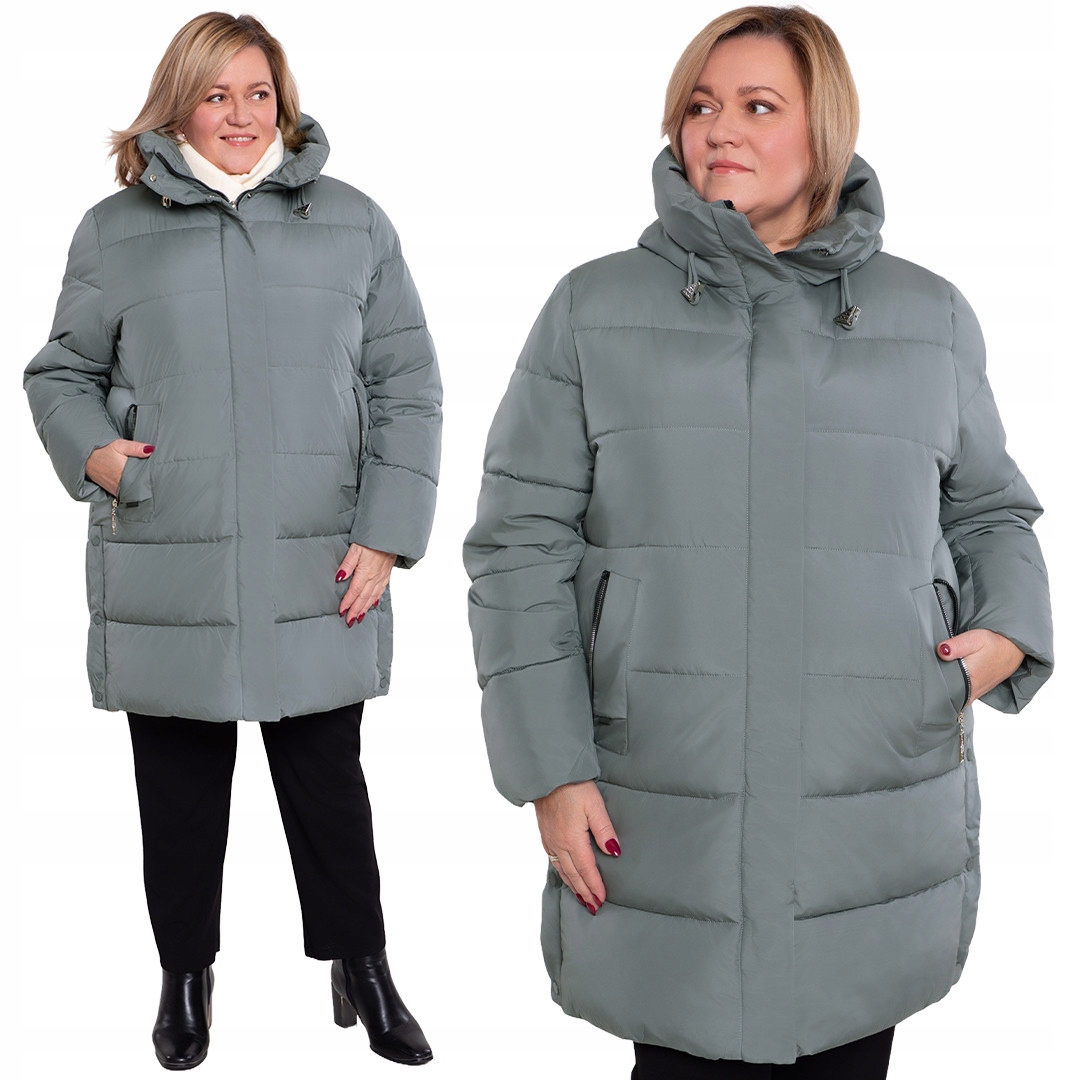 Šedo-zelená zimní bunda velikost 52