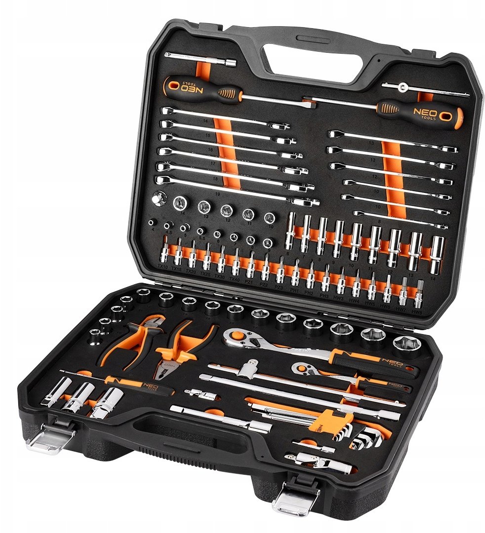 Neo Tools Kluczy nasadowych 1/2", 1/4", 95 szt., CrV, pianka Eva