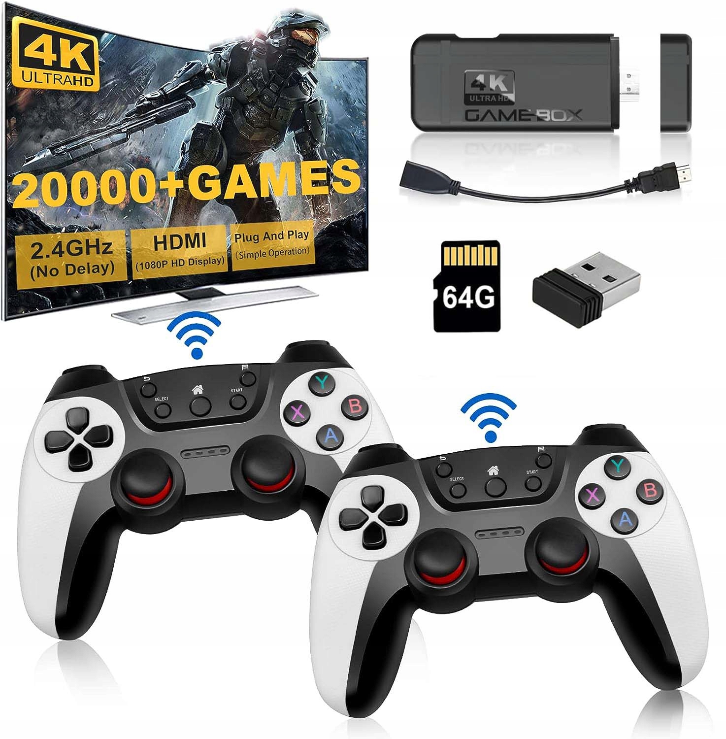 Konsola Retro Do Gier 4K 30000 Gier Hdmi 2 Pady 64GB Tv Klasyka