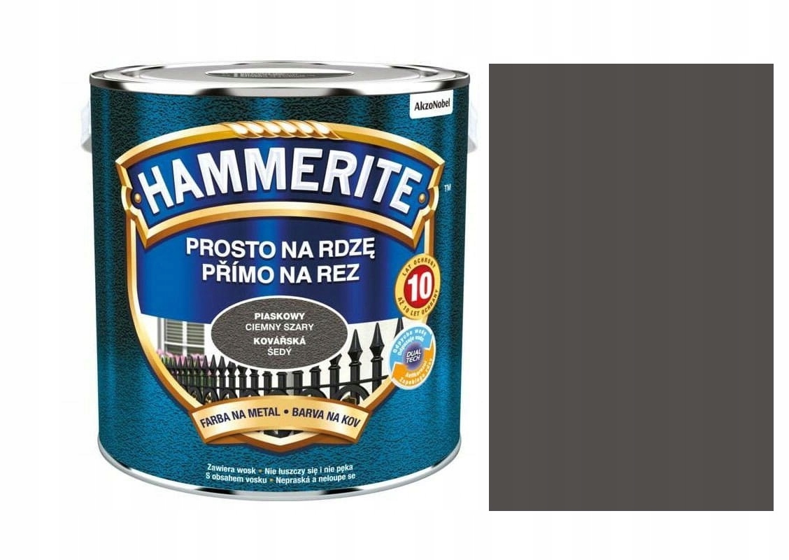 Hammerite Farba Do Metalu Prosto Na Rdze Piaskowy Ciemny Szary 2,5L