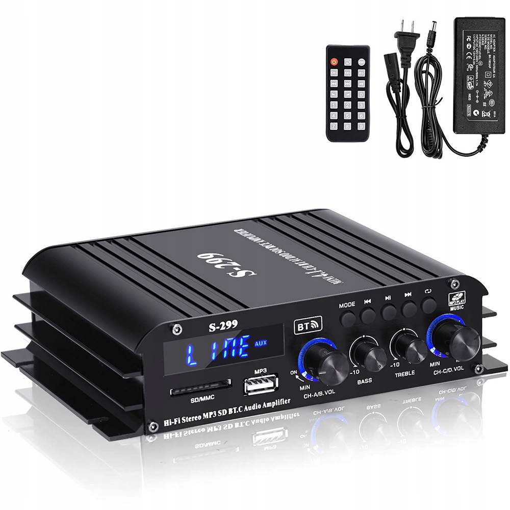 Hi-Fi zesilovač 4.1 S-299 Bluetooth s Usb/sd/aux 40Wx4 max 800W subwooferem