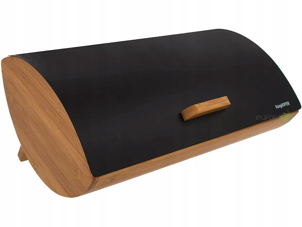 Chlebak drewniany stalowa pokrywa czarna Edenberg
