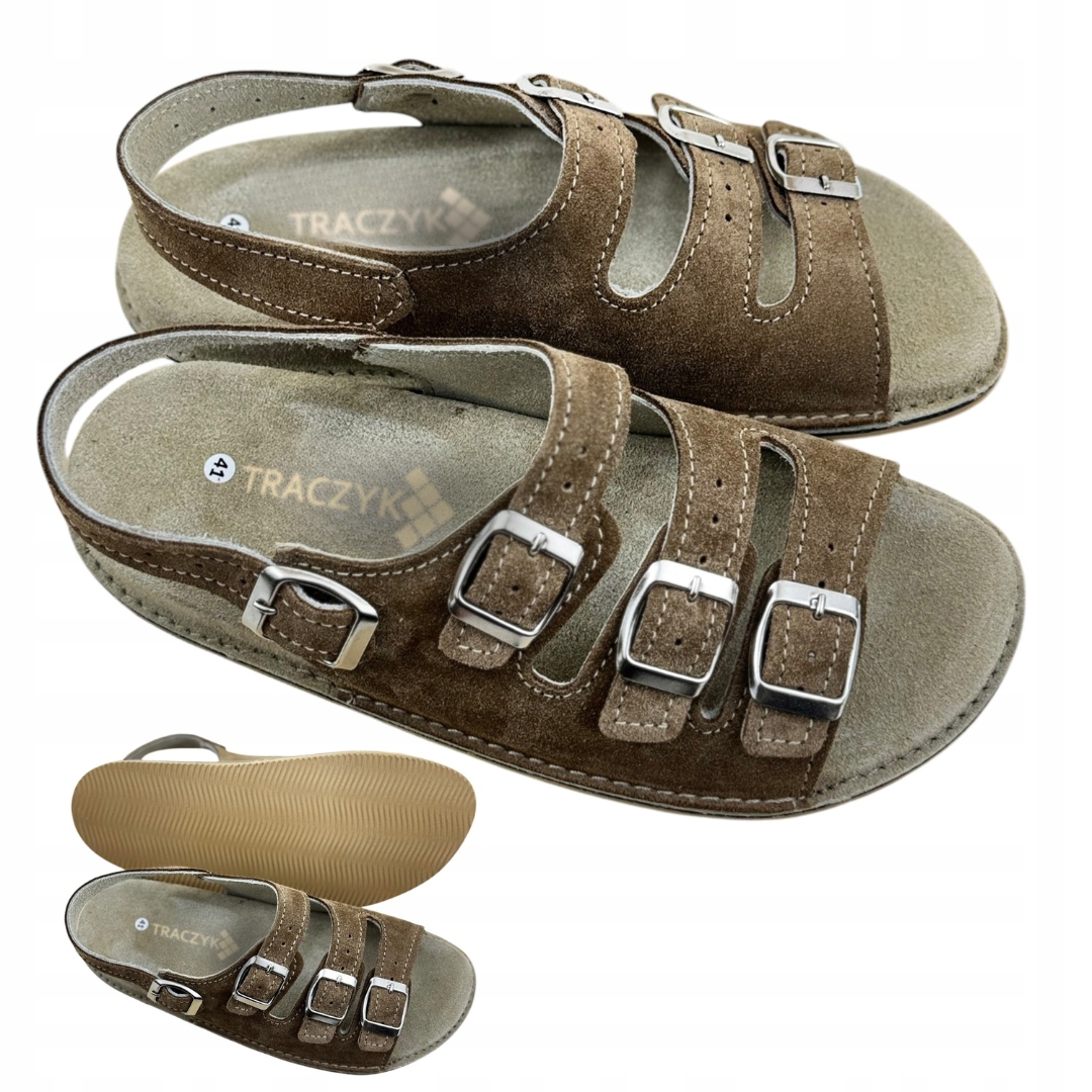 Sandály Traczyk Pohodlné Přírodní Kůže Fusbet Profilované Semišové vel. 37