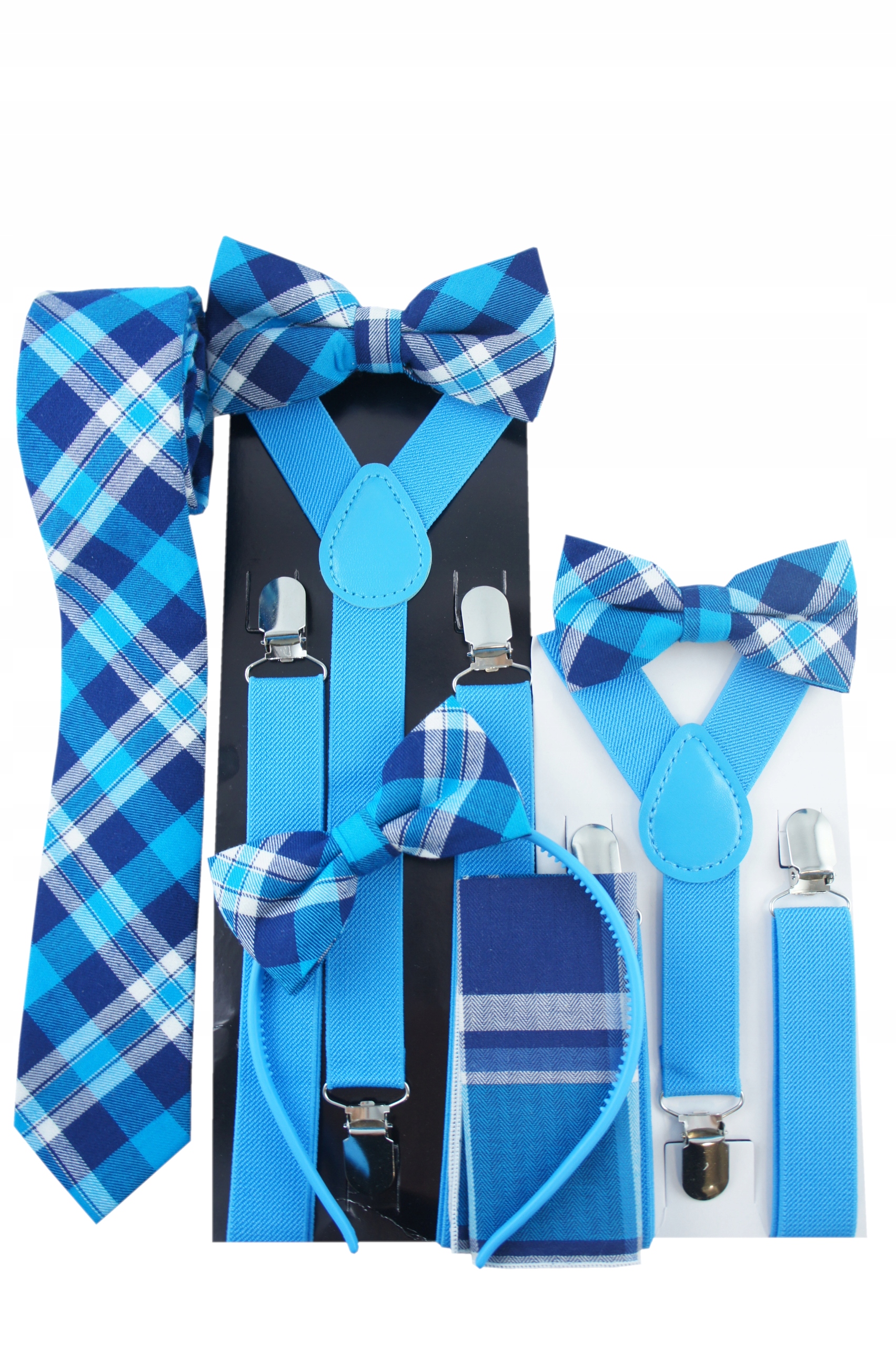 Szelki do spodni UNISEX regulowane powyżej 120cm wzrostu TURKUSOWE Materiał dominujący poliester