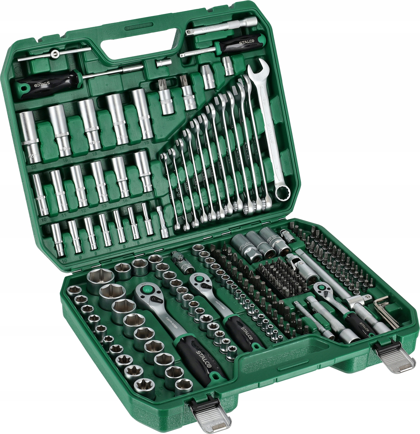 Zestaw Kluczy Nasadowych Stalco grzechotka 1/2” 3/8” 1/4”, 219 el.