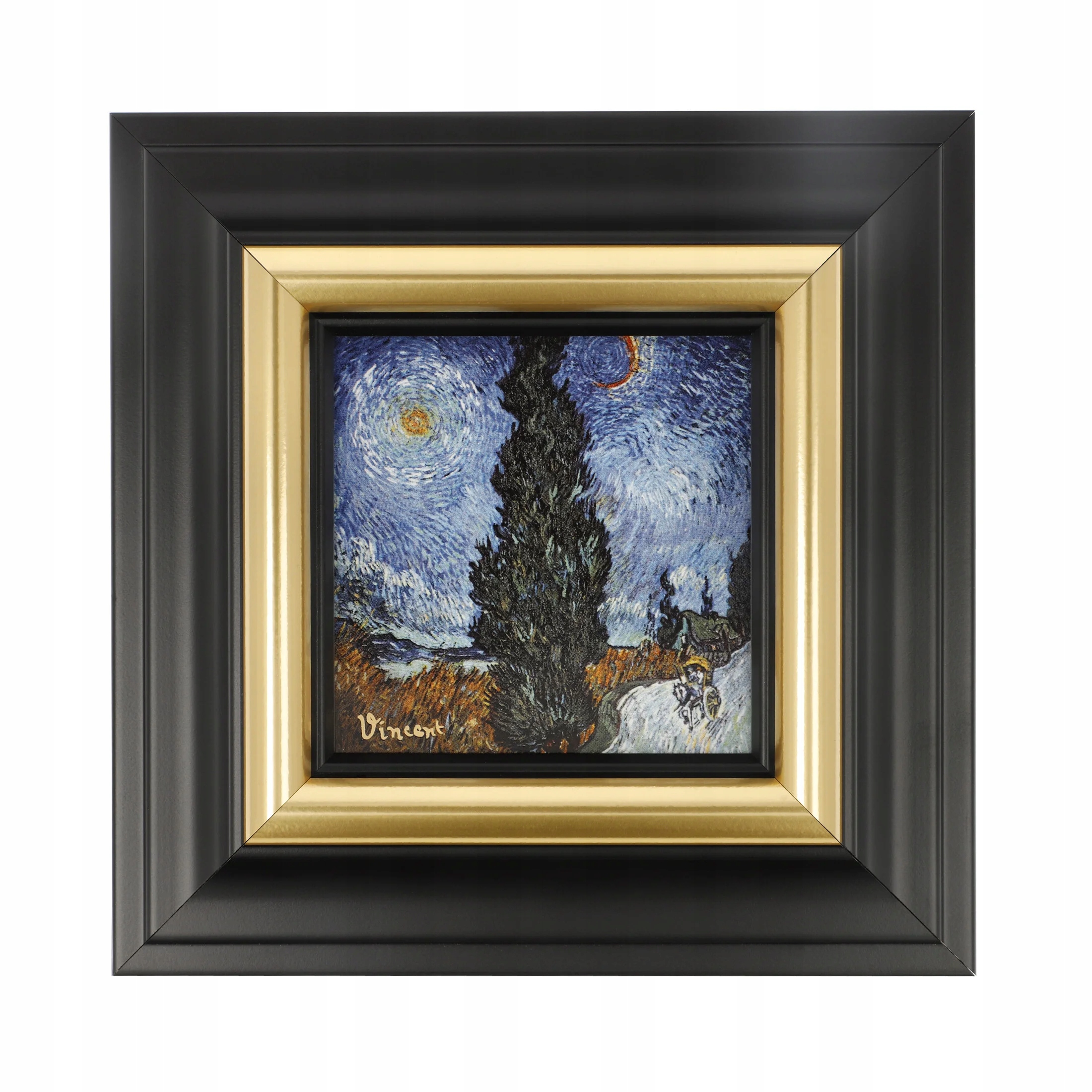 Obraz na porcelanie 16 cm V. van Gogh Droga z cyprysem i gwiazdą Goebel