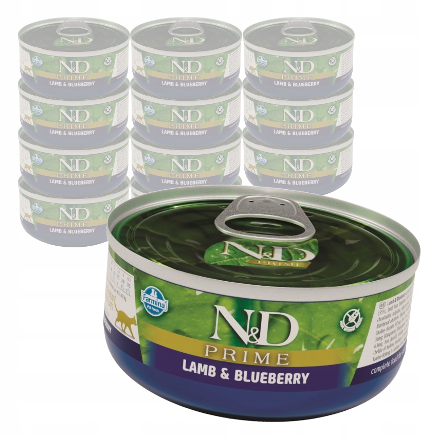 Levně Farmina N&d Cat Prime 12x70g Mokré Krmivo Pro Kočky Jehněčí a borůvka