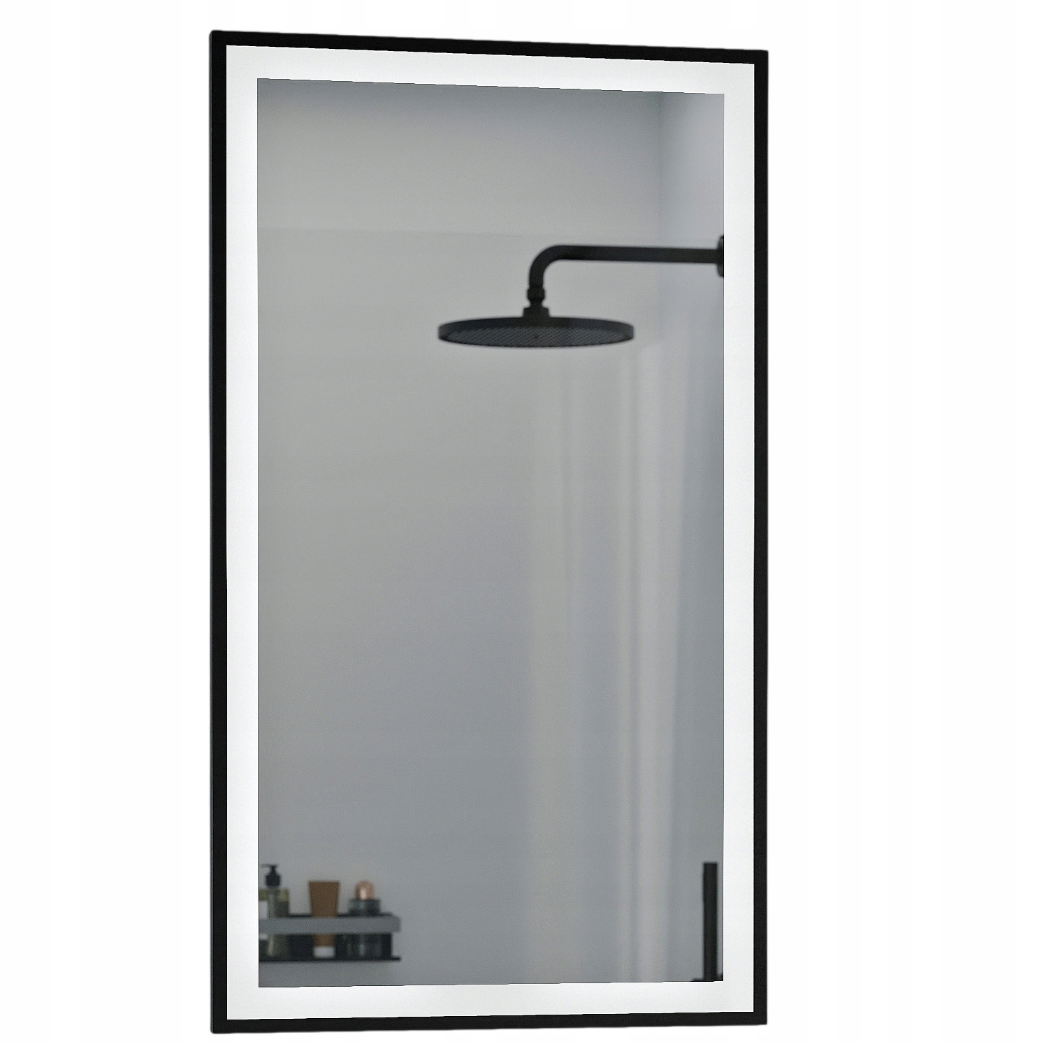 Lustro łazienkowe Varo Frame oświetlenie antypara czarna rama 40 cm
