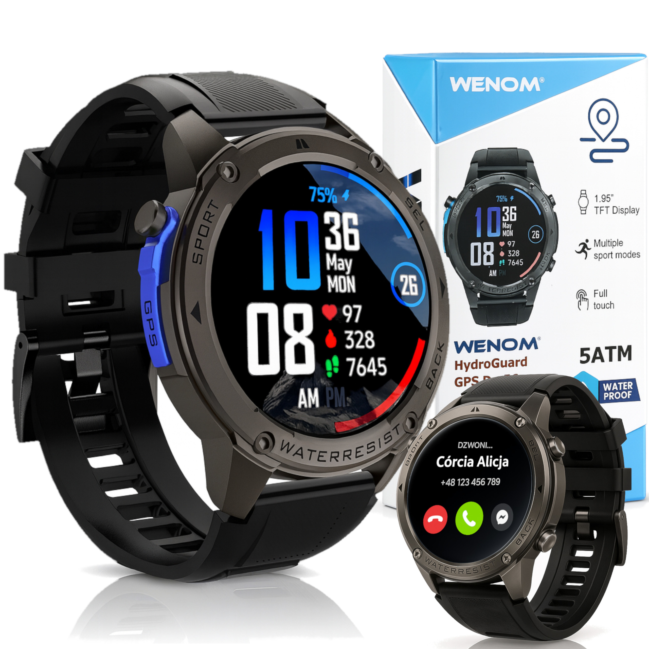 Chytré Hodinky Wenom Sportovní Pánské Gps Vodotěsné Atm 5 Plavání Ip 69