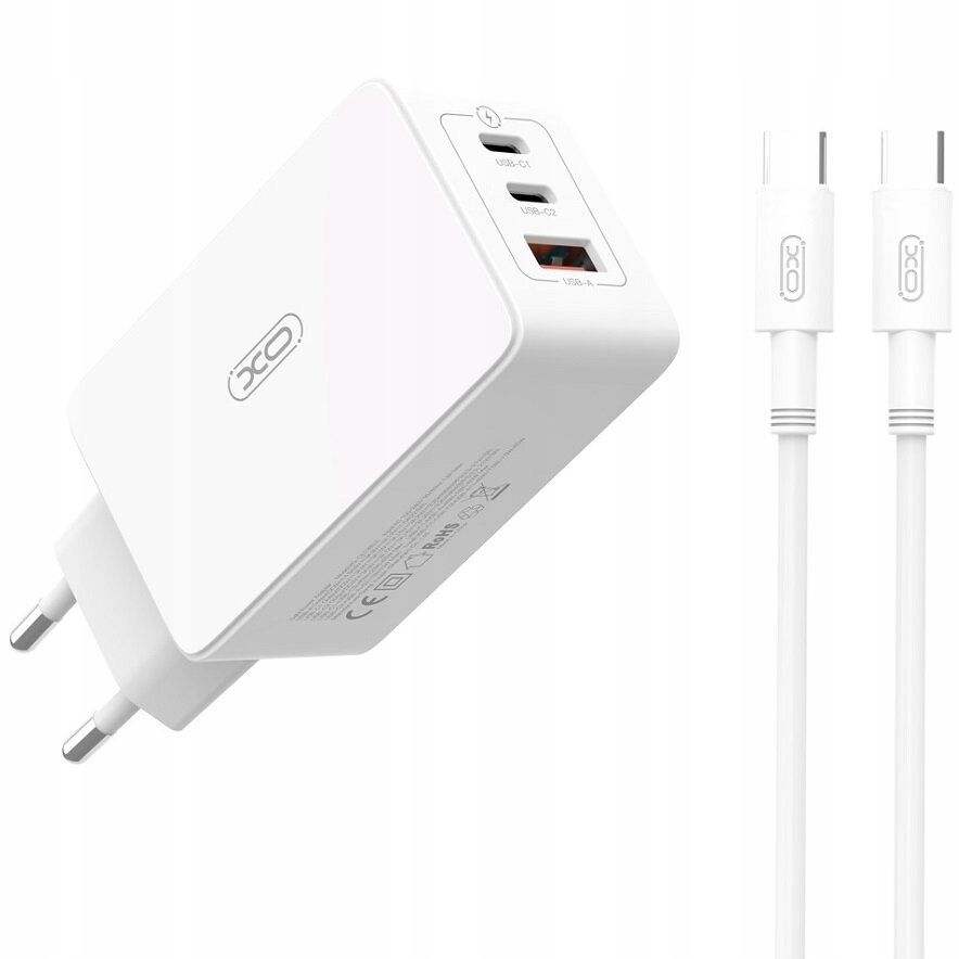 Rychlá Síťová Nabíječka 65W 2x Usb-c, 1x Usb-a Usb-c Kabel 1M Silná