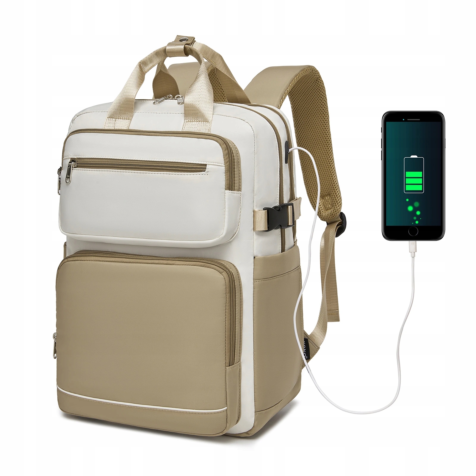 Cestovný vodeodolný batoh na notebook 15,6" Kono khaki-béžový 19 L