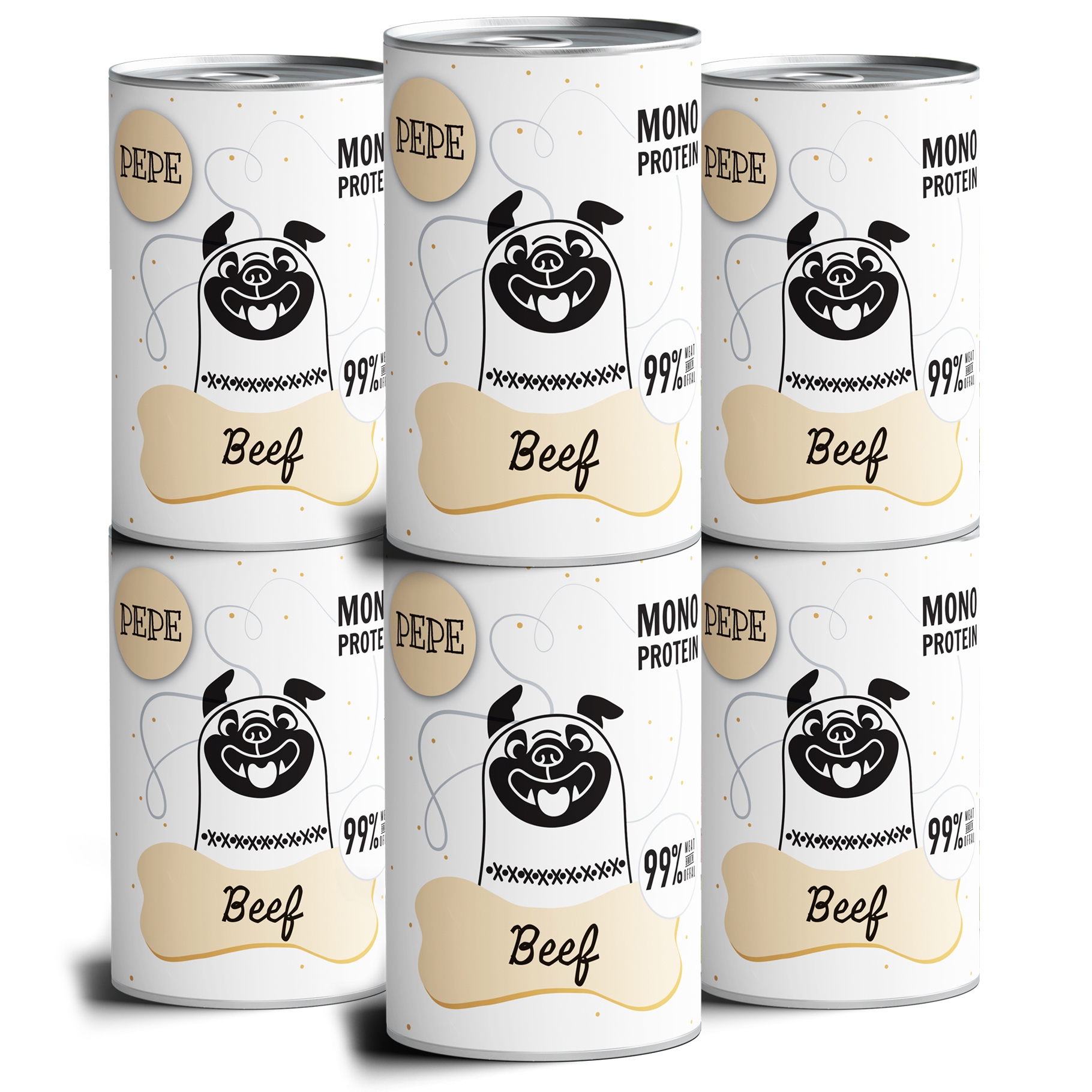 Paka Zvířátka Pepe krmivo pro psy s hovězím masem 6 Ks x 400 g