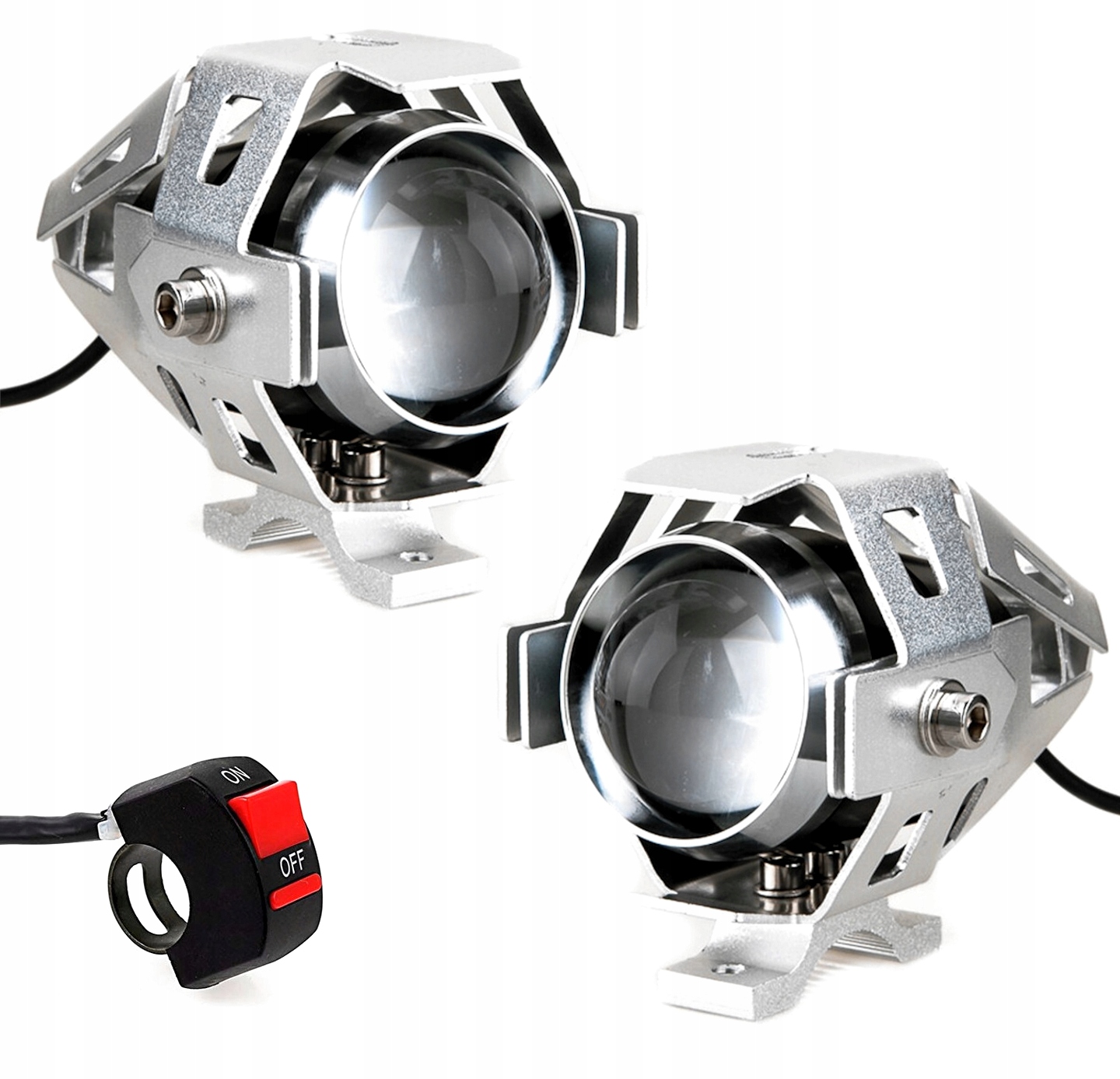 

2x Halogen reflektor motocyklowy Led Cree srebrny