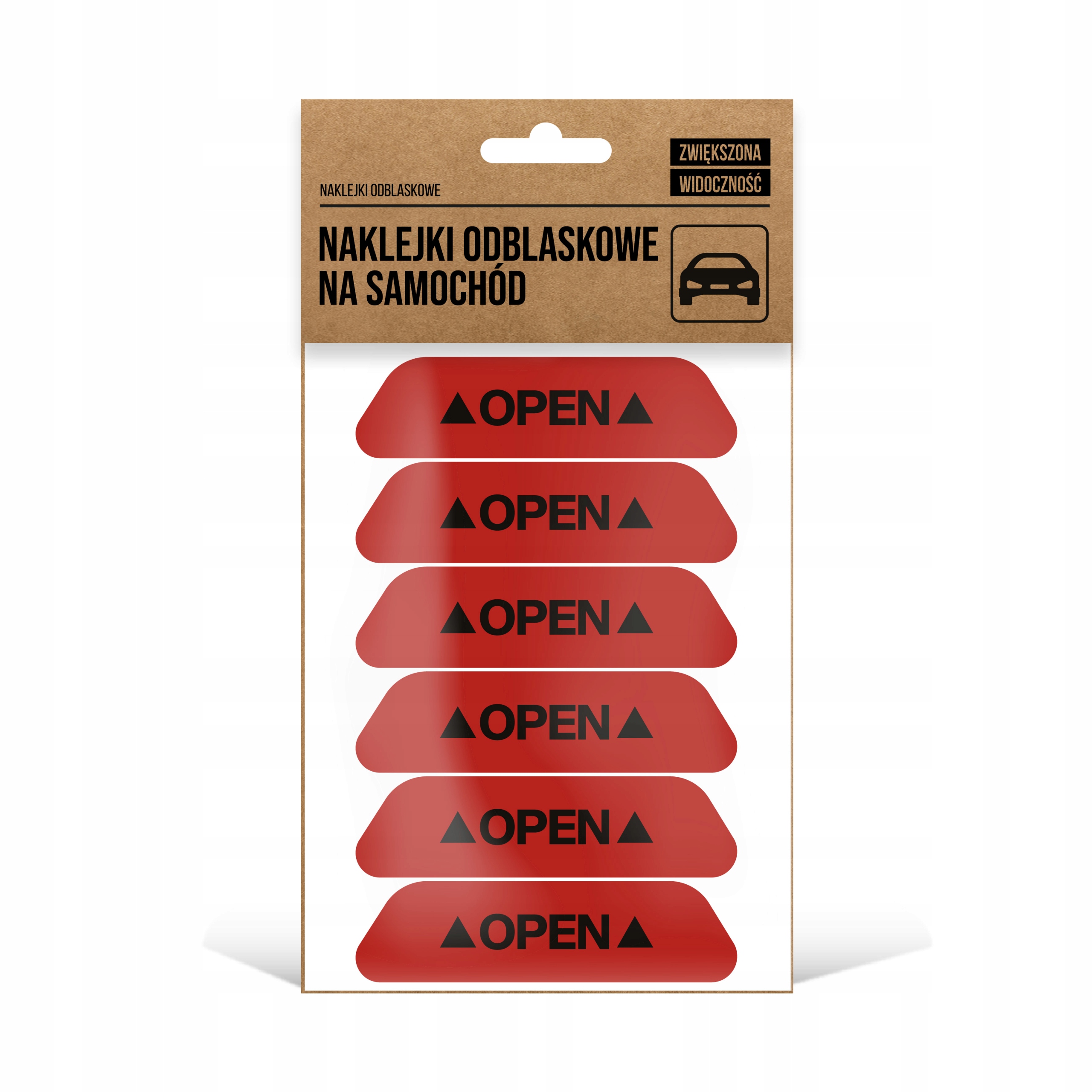 

Naklejki odblaskowe Open auto drzwi bagażnik 6 szt