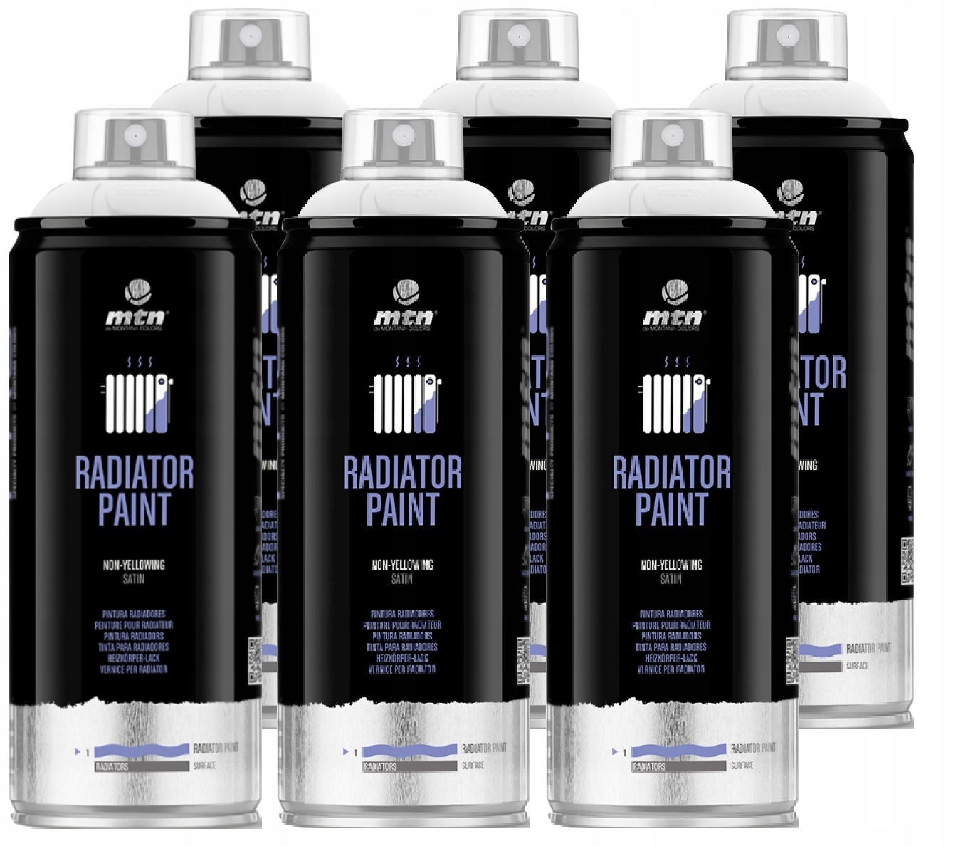 Biała Farba do malowania Grzejnika Kaloryfera Spray Półmat 6x 400ml Mtn Pro