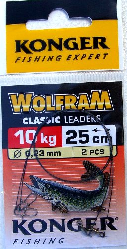 KONGER PRZYPON WOLFRAMOWY 25cm 10kg 0,23mm 2szt