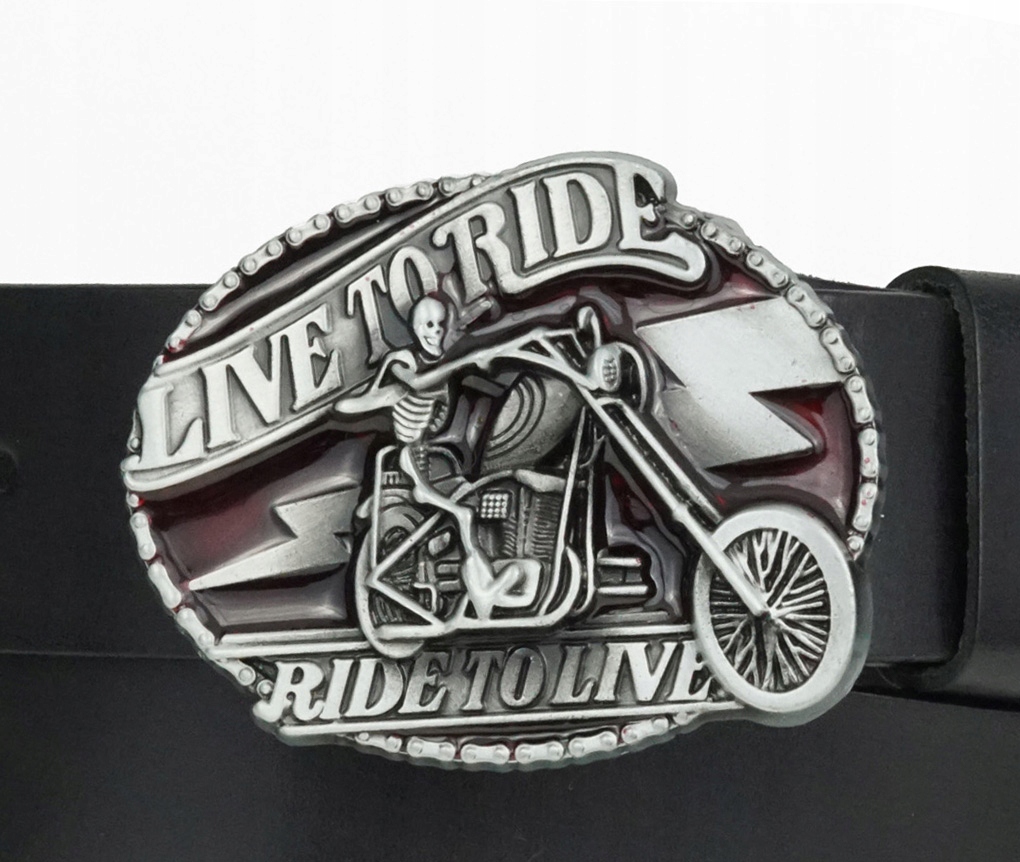 КОЖАНЫЙ РЕМЕШОК ДЛЯ БРЮК 4 СМ ЧЕРНЫЙ БАЙКЕР