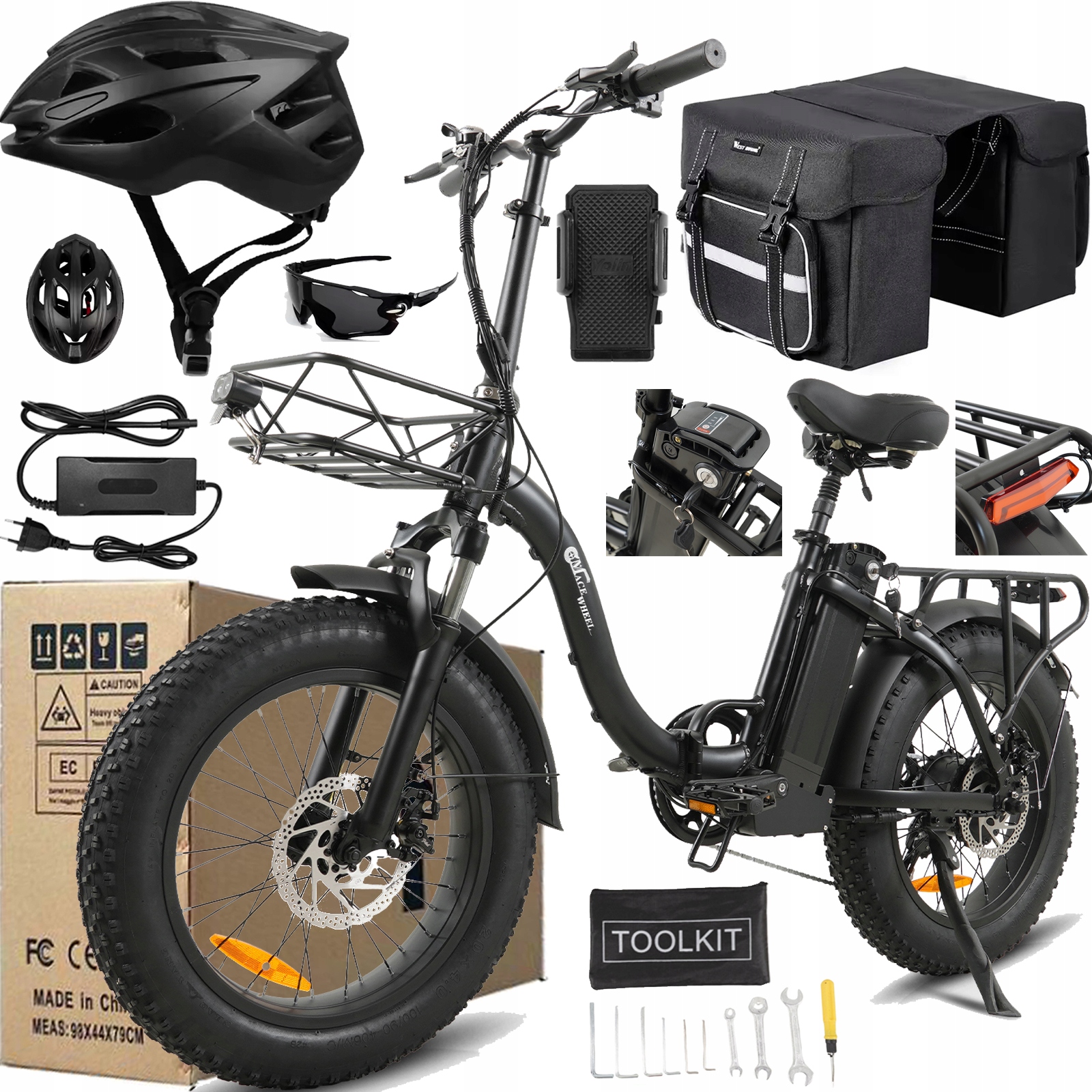 Cmacewheel Y20 Elektrická vozidla 750W 48V 18AH 42KM/H 65KM 20*4" +Dárek