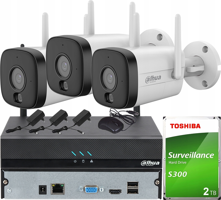 Sada 3x WiFi kamera 5MPx Dahua IPC-HFW1539DTK1P-SW-PV Detekce zvuku 2TB