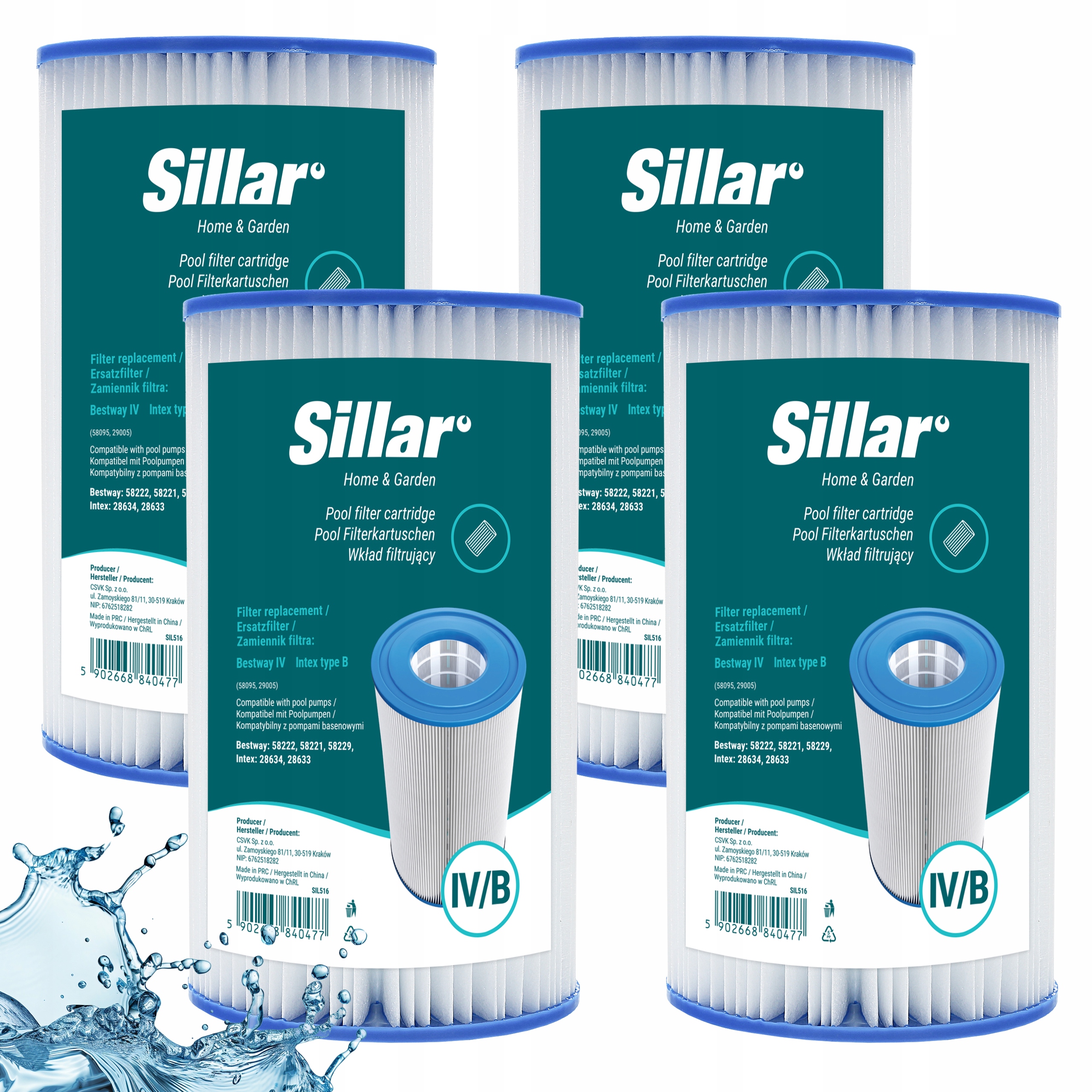 Filtr pompy basenowej do Bestway Intex zamiennik typ IV B 58095 29005 4x