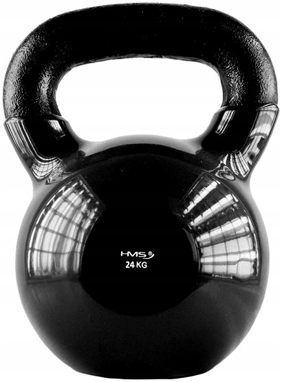 Kettlebell Winylowy 24kg Czarny Hms Do Ćwiczeń Treningowy Żeliwny Solidny