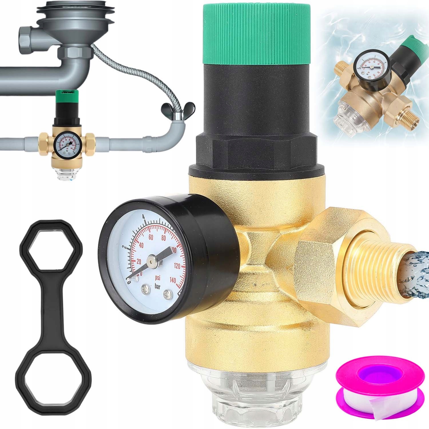 Reduktor Tlaku Vody 3/4'' DN20 Samočistící Filtr Nerezová Ocel