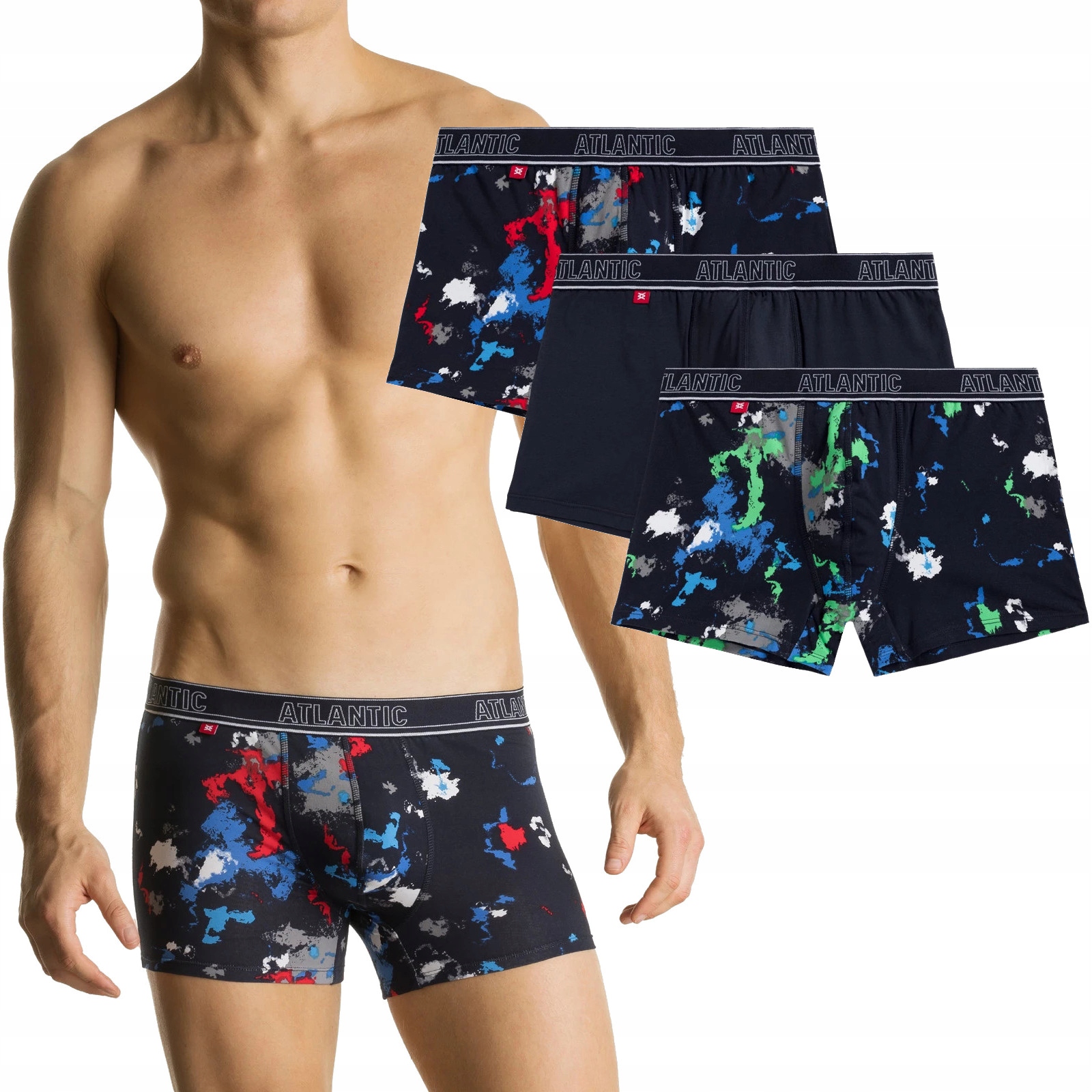 Atlantic Pánské Šortky Slipy 3MH180 Boxerky S Vnější Gumou 3PAK XL