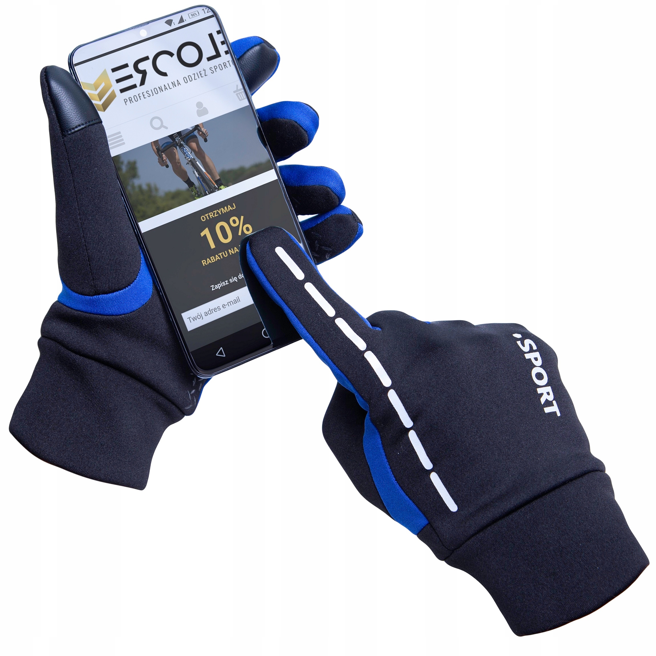 RĘKAWICZKI DO BIEGANIA M MĘSKIE DAMSKIE ZIMOWE OCIEPLANE Z MESZKIEM ODBLASK Długość krótkie