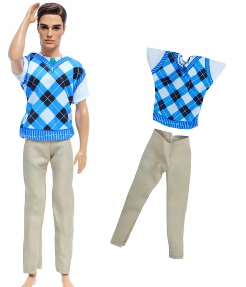 MODNE UBRANIE SPODNIE I KOSZULA ZESTAW MĘSKI DLA LALKI 28-30 cm