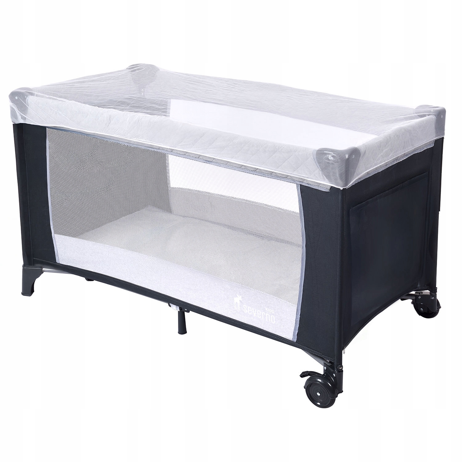 KELIONINĖ LOVELĖ, REGULIUOJAMA, SULANKSTOMA, RAŠIKLIS, TINKLELIS NUO UODŲ, 3 LYGIAI + MAIŠAS. Gaminio plotis 65 cm.