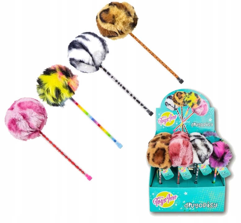 

Długopis Z Pomponem Pompom Panterki Zebry Futerko