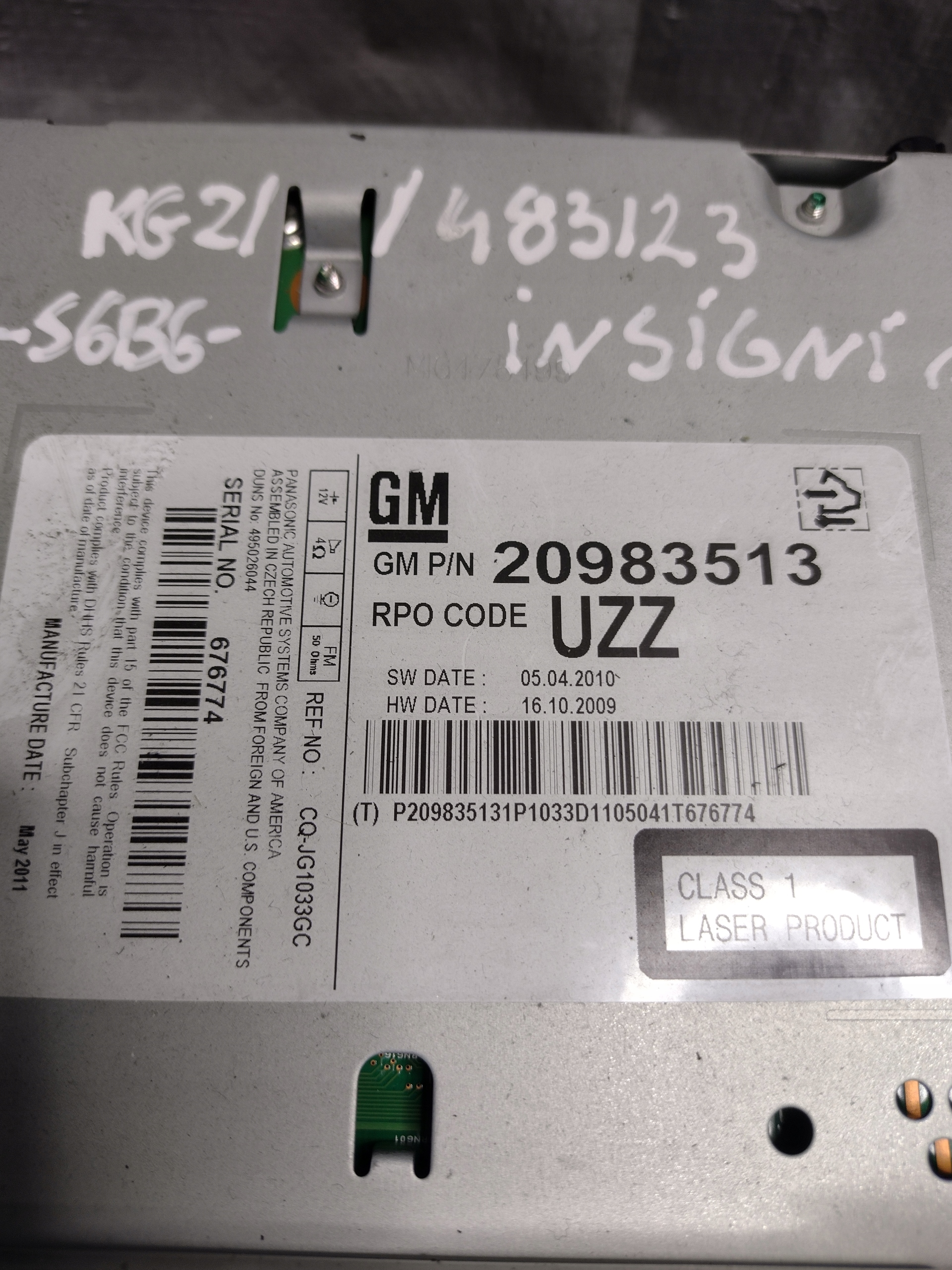 radio Opel Insignia A OE 20983513 UZZ