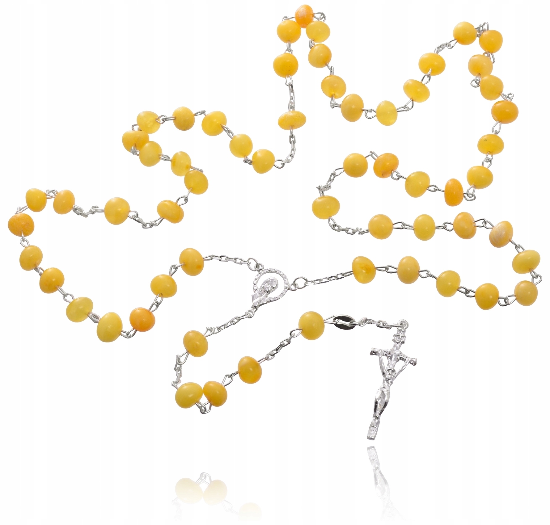 Růženec Stříbrný S Jantarem Jantar Přírodní