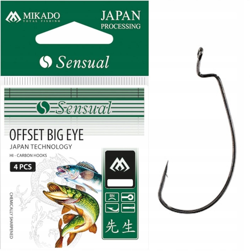 Haczyki Mikado Sensual Offset Big Eye nr 3/0BN 4szt Do Przynęt Gum Jaskółek