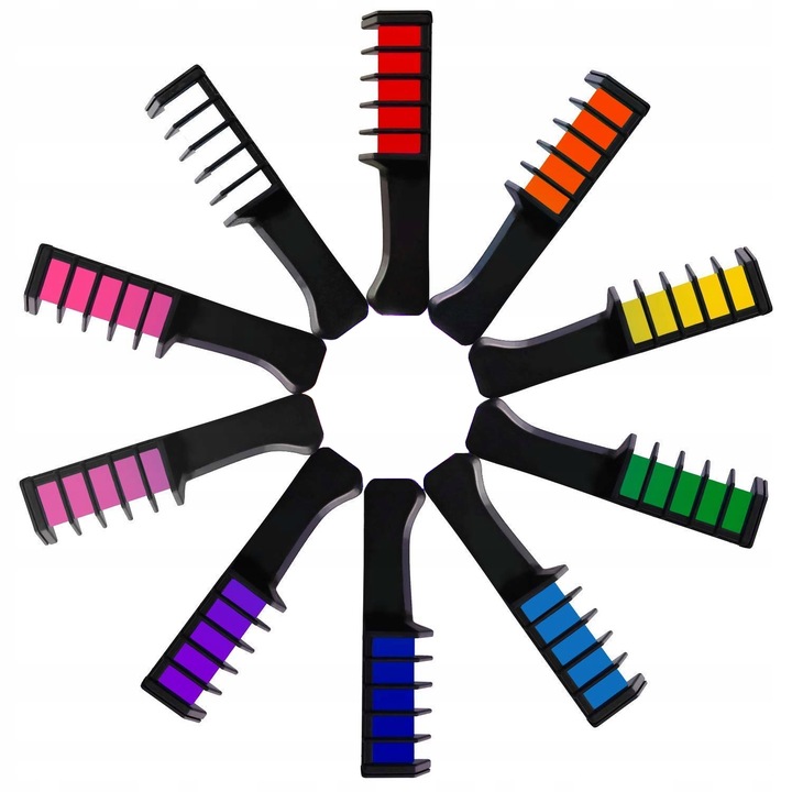 GRZEBIEŃ DO WŁOSÓW PASEMEK KREDA DO KOLOROWANIA 10 KOLORÓW PASEMKA Typ farby