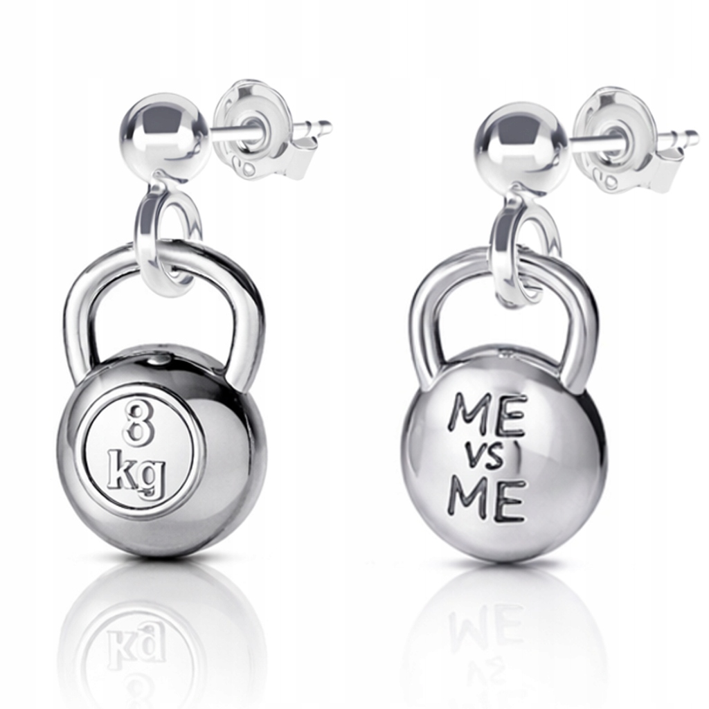 Kettlebell kettle závaží 8 kg stříbrné náušnice tyčinka stříbro 925