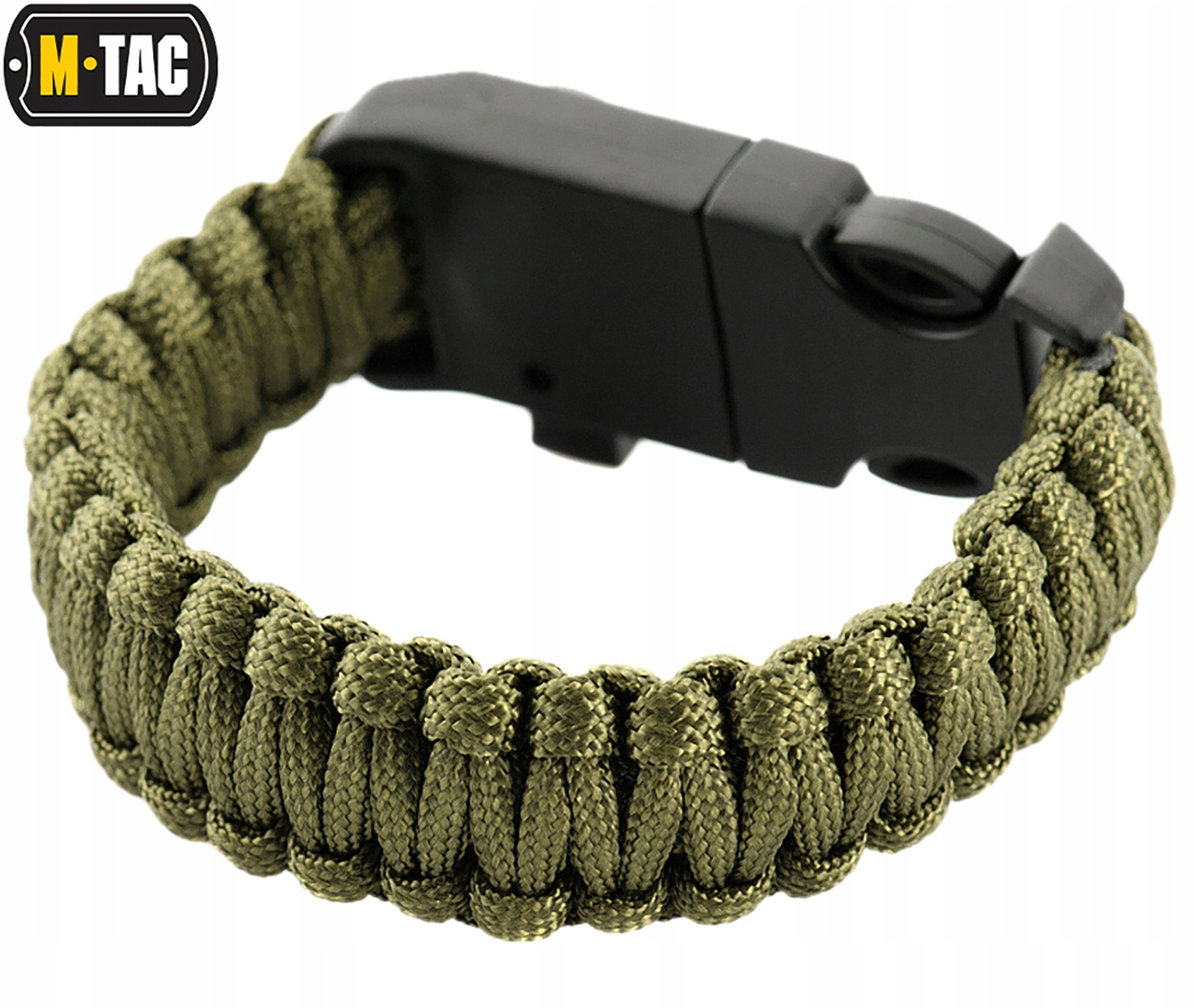 Bransoletka Taktyczna M-Tac Paracord Krzesiwo Gwizdek Kompas Olive M Model Paracord