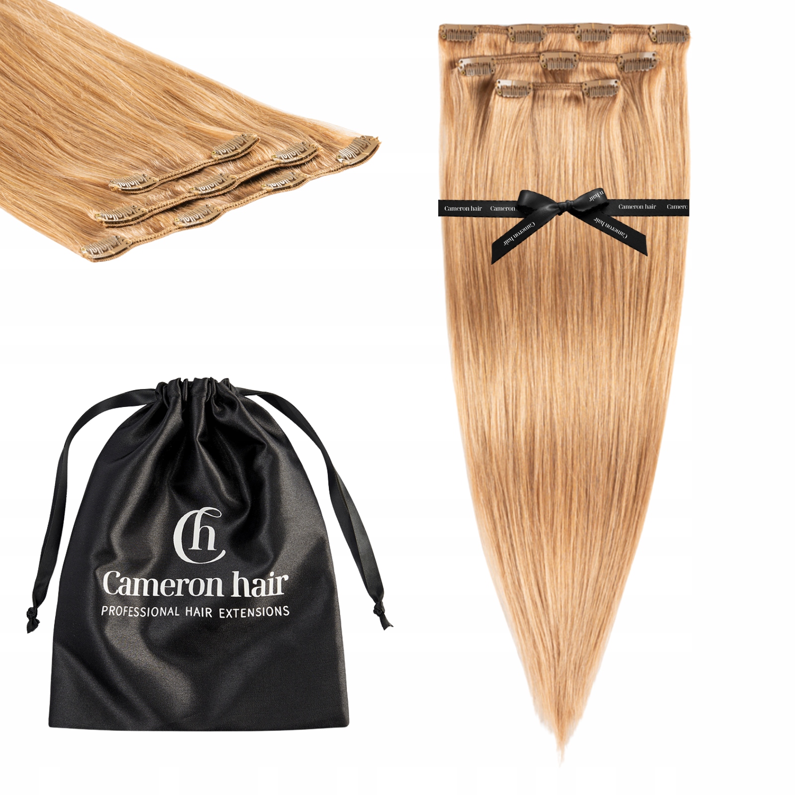 Přírodní vlasy Clip In 53 cm 3 pásky 60 gramů #7 Malibu blond dopňky