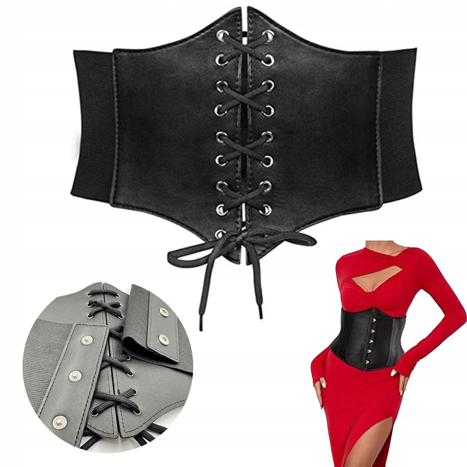 Široký dámský korzet s vázáním v pase 83 cm s gumou, Halloweenské balíčky