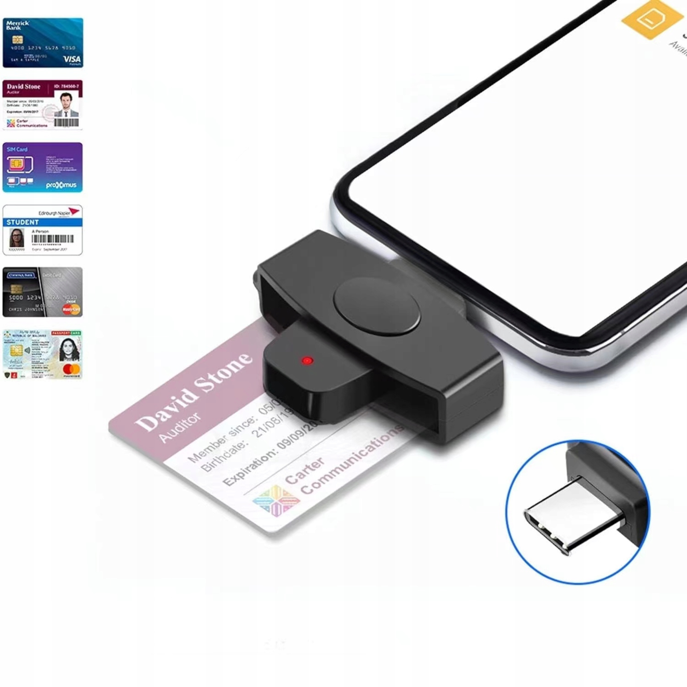 CSCR3 czytnik kart kierowców USB-C do telefonu Zasilanie USB