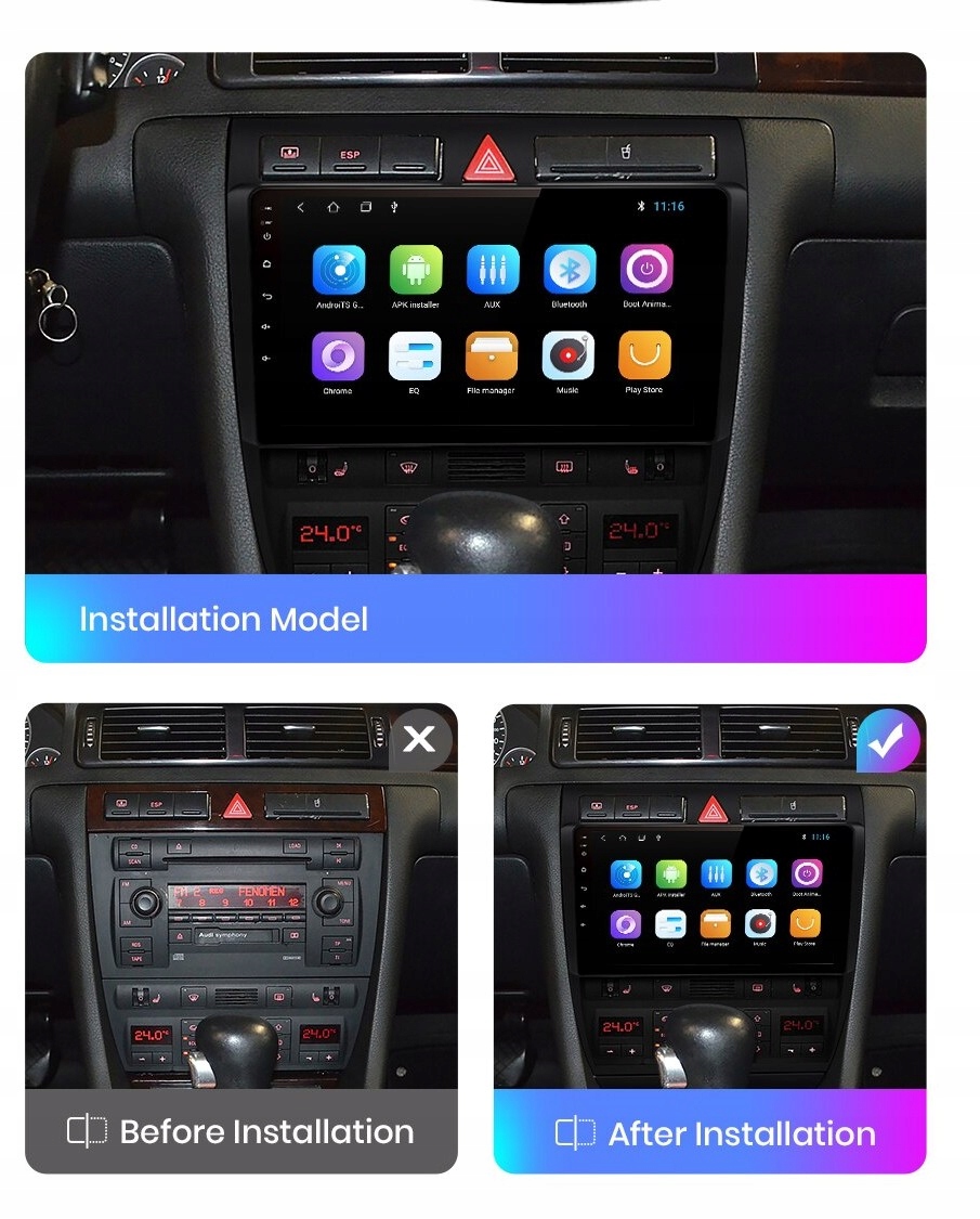 Radio 10' ANDROID 12 AUDI A6 C5 GPS WiFi PL Marka inna