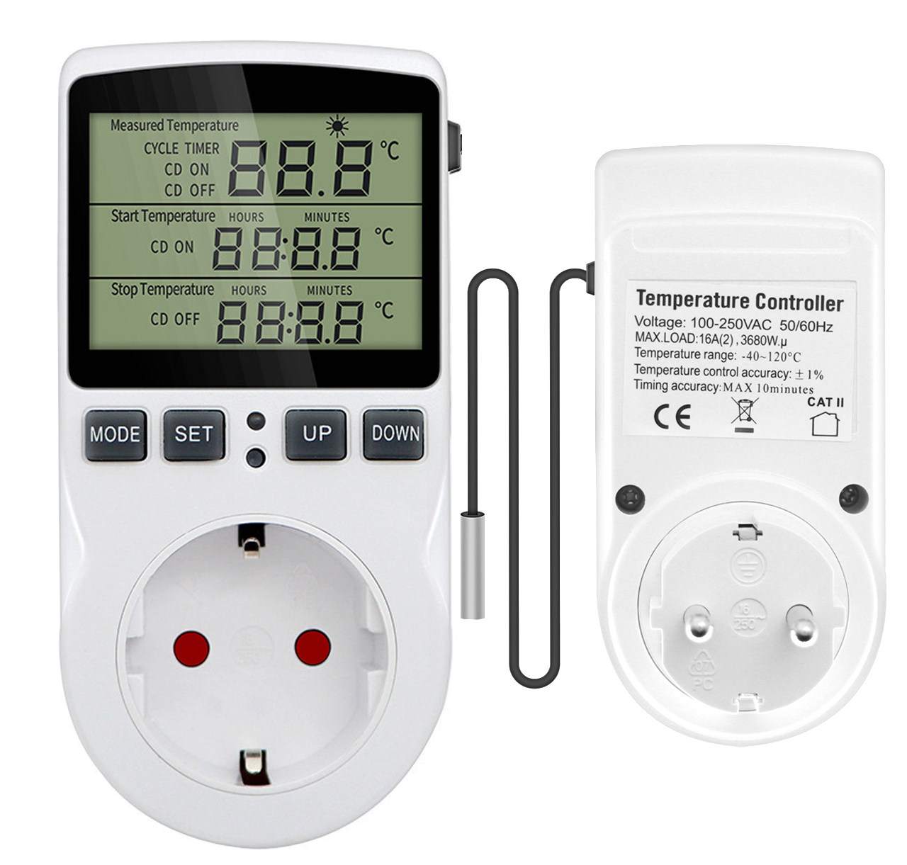 Elektronický Termostat Digitální Regulátor Teploty 16A 250V Zásuvka
