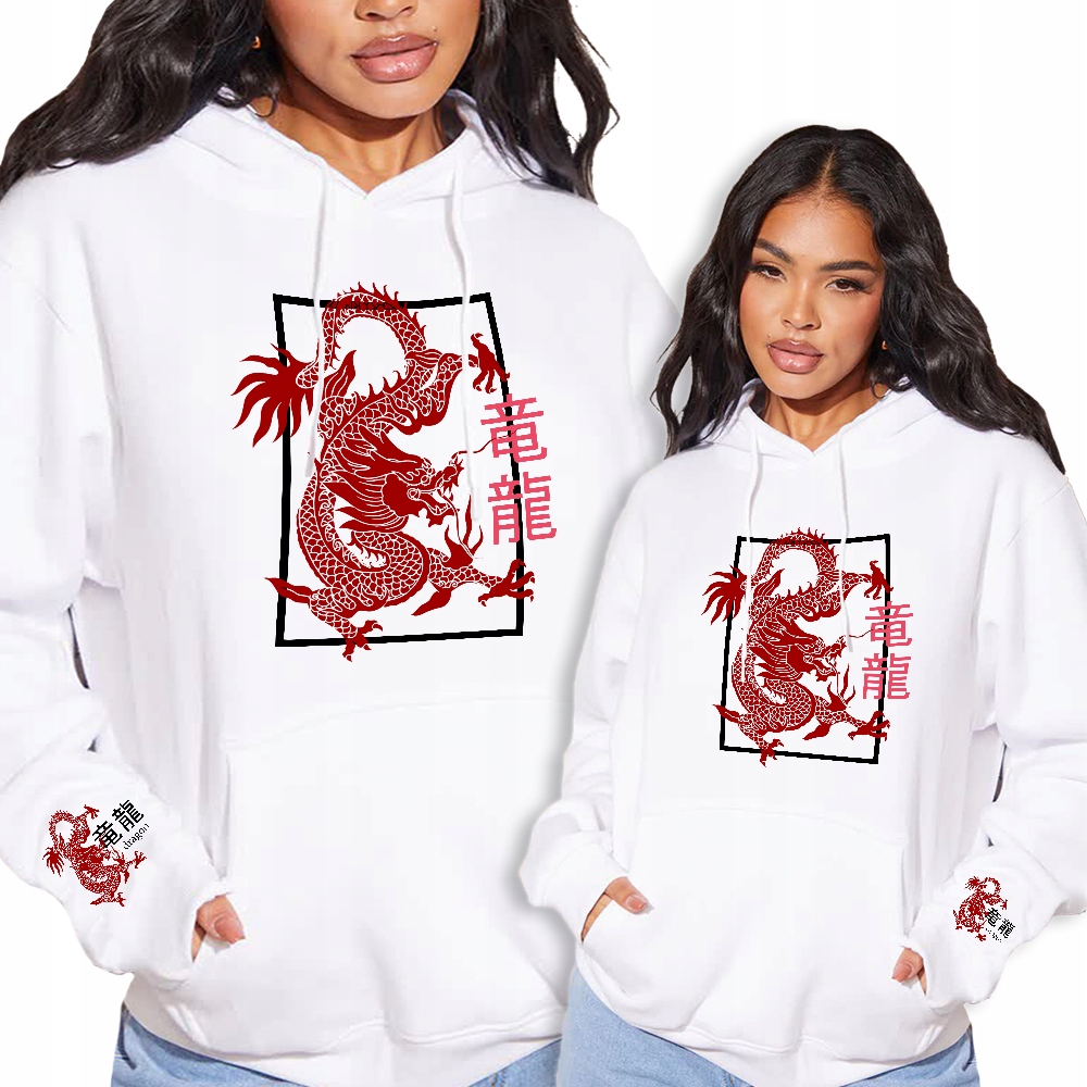 Mikina Klokanka Bílá Dámská Dragon Smok Vzory S