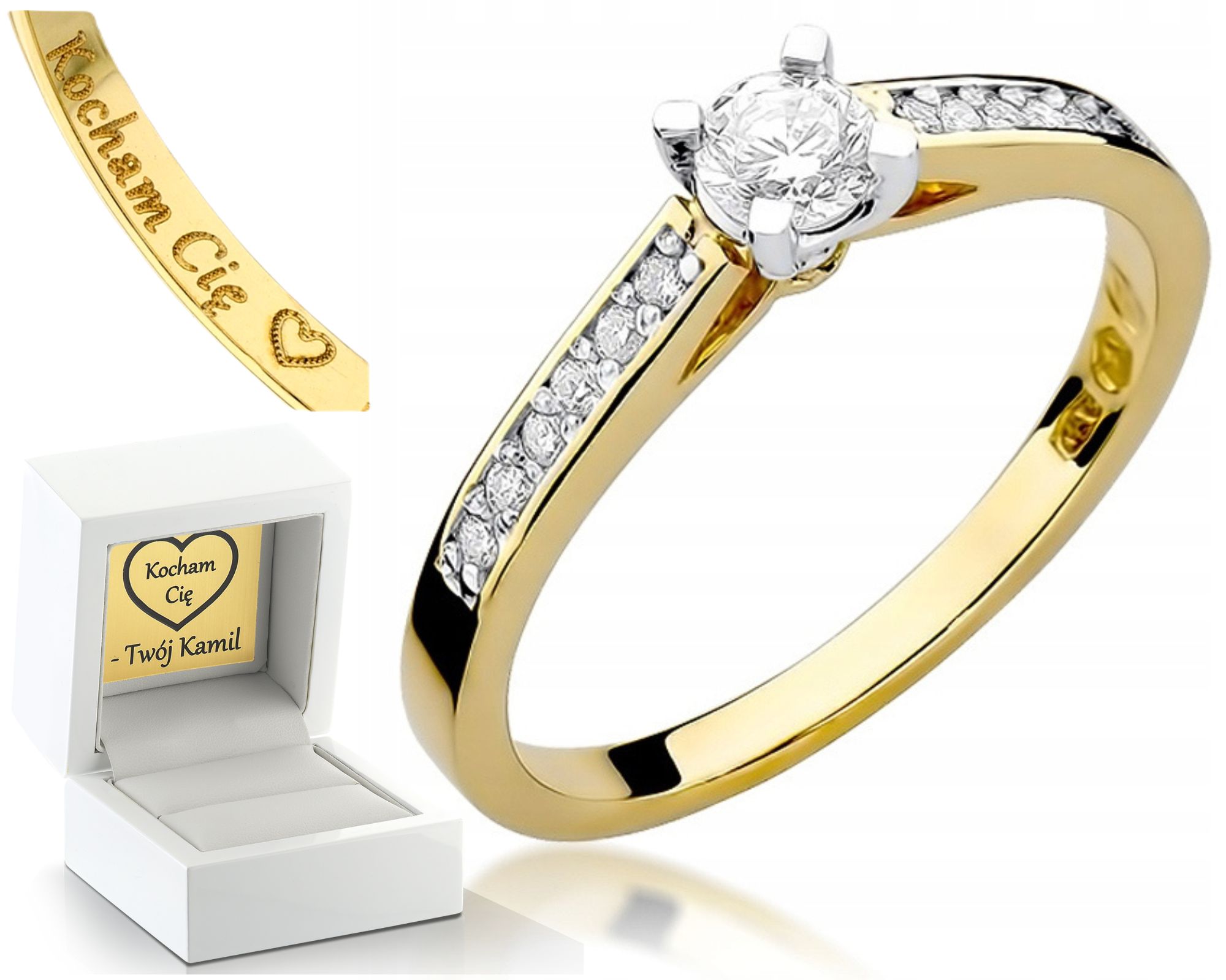 Prstýnek S Diamanty 0,36 Ct Gravírování