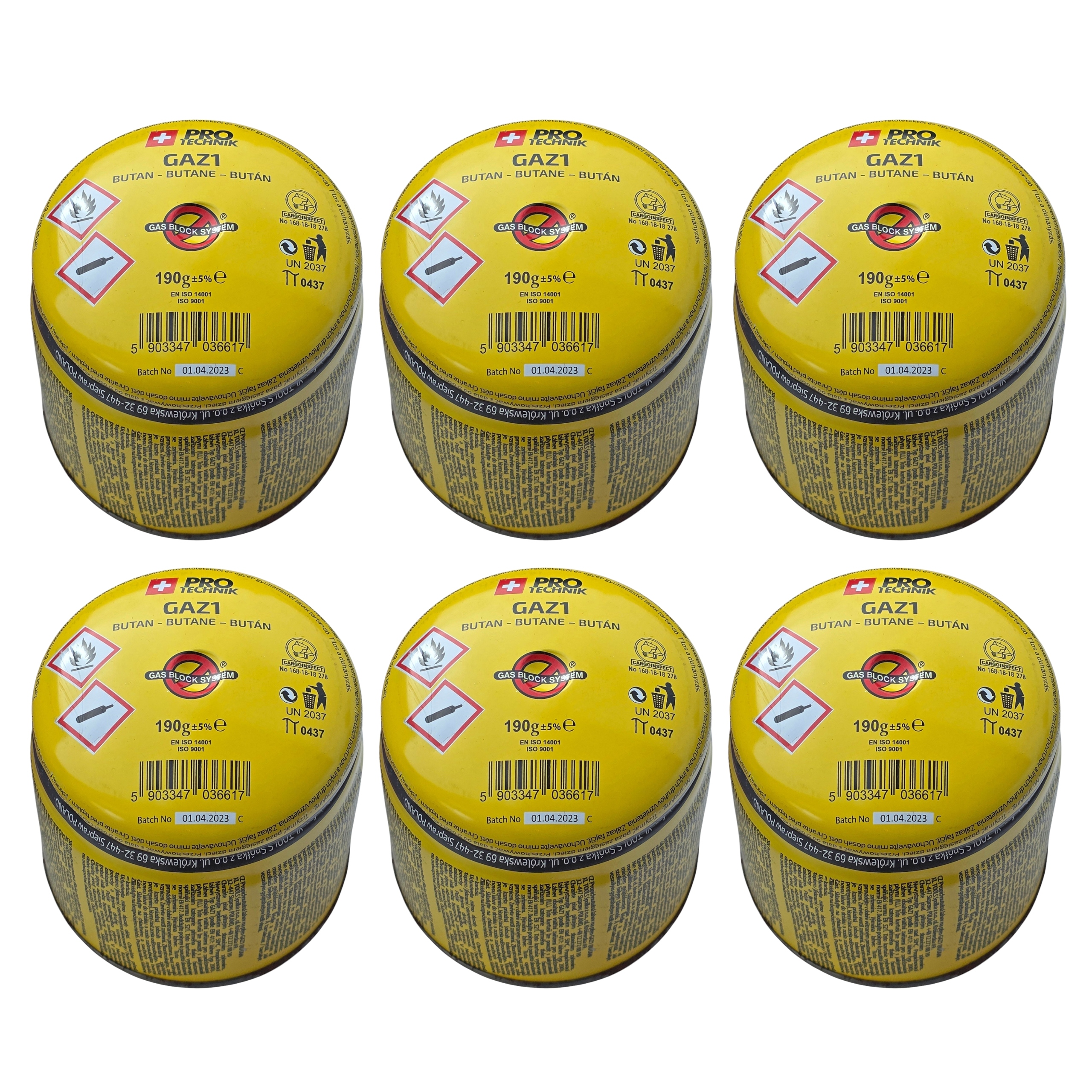 6x Nabój gazowy kartusz z gazem Pro Technik 190g do kuchenki palnika lampy