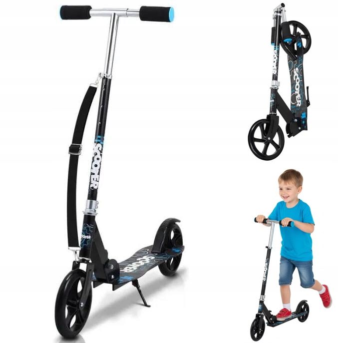 Kompaktowa Składana Hulajnoga Miejska Dla Dzieci, Duże Koła, Z Regulacją Wysokości