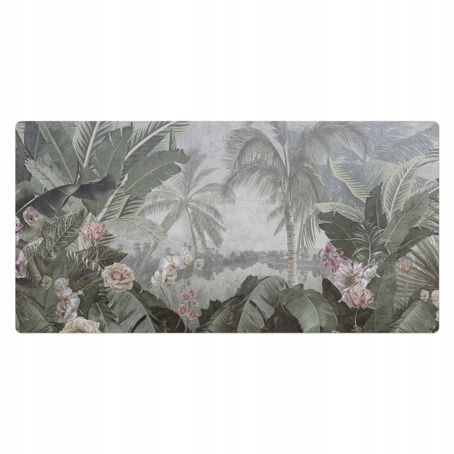Podložka na psací stůl s potiskem Rajská tropická oáza s exotickými prvky 100 x 50 cm
