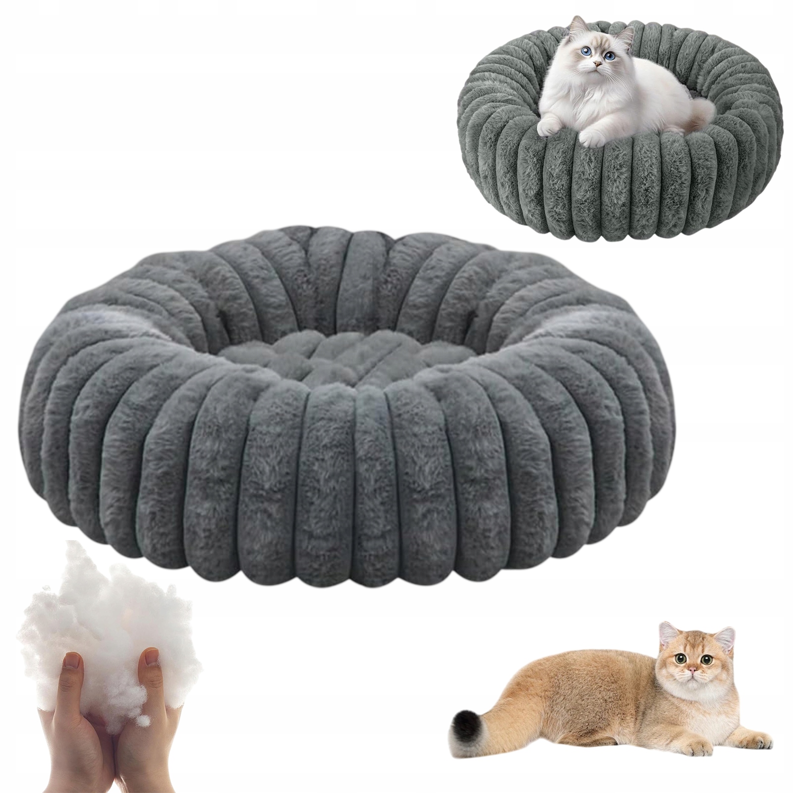 Levně Pelíšek Pro Kočky A Štěňata 50X50 Plyšové, Pohodlné Do Ložnice, Šedé